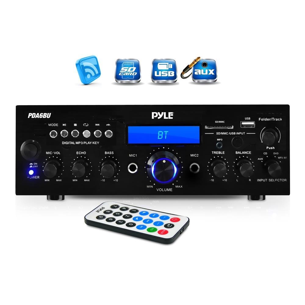 Pyle PDA6BU Amplifier Receiver Stereo, Bluetooth, AM/FM Radio, USB ...