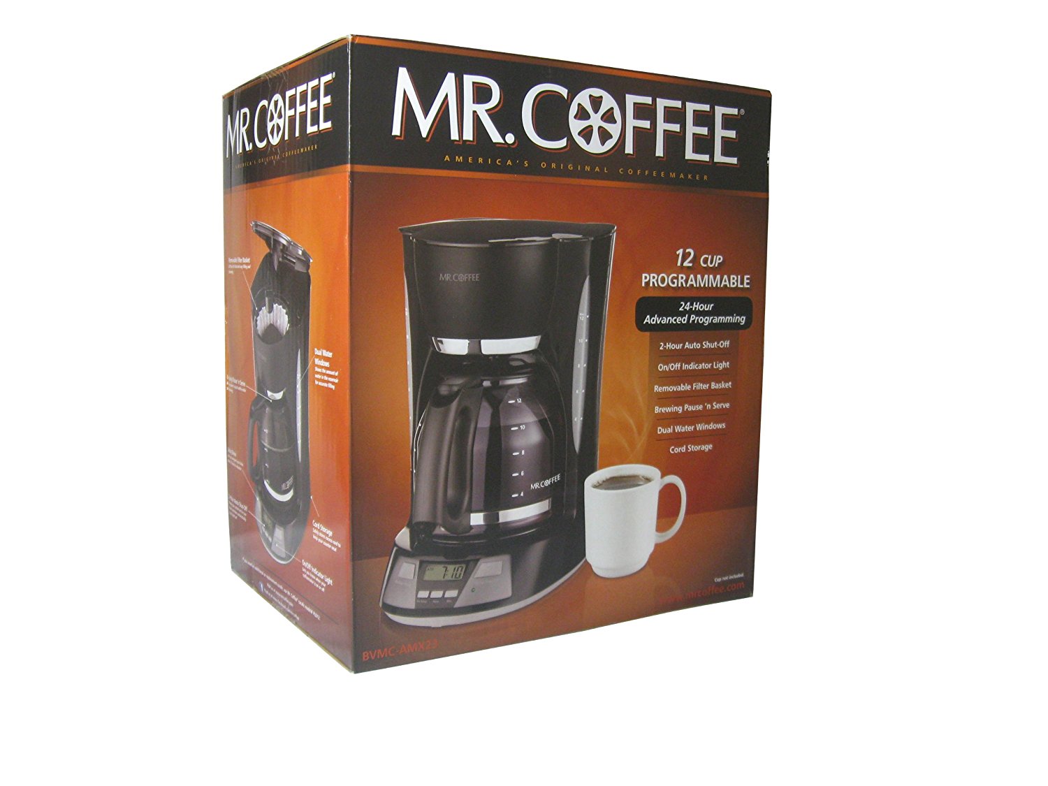 Mr. Coffee 12-Cup Programmable Coffee Maker, BVMC-AMX23, Black Free ...