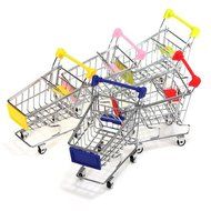 Mini Shopping Cart Desk Organizer Supermarket Phone Pen Toy Holder N5