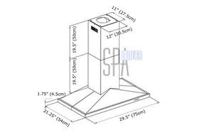 Blue Ocean 30" RHL01I Stainless Steel Island Mount Kitchen Range Hood