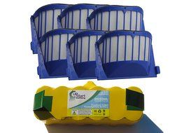 Replacement iRobot Roomba 560 - AeroVac Battery and AeroVac Filters - Kit Includes 1 Battery and 6 AeroVac Filters