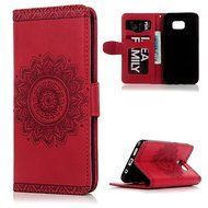 S7 Edge Case,Samsung Galaxy S7 Edge Case - Badalink 3D Embossed Flower Wallet Magnetic Flip Cover PU Leather Kickstand... N17