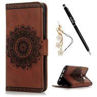 S7 Edge Case,Samsung Galaxy S7 Edge Case - Badalink 3D Embossed Flower Wallet Magnetic Flip Cover PU Leather Kickstand... N22