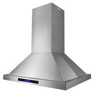 AKDY&reg; 30" Stainless Steel Island Mount Range Hood Touch Screen Display Baffle Filter Ductless Vent N4