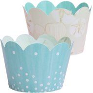 Under the Sea Mermaid Cupcake Wrappers Aqua Blue, Beach Shells, Confetti Couture Party Supplies, 36 N5