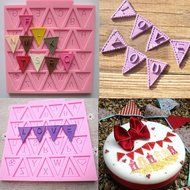 GOOTRADES Letter Flag Bunting Silicone Fondant Mold Cake Decorating Chocolate Mould Baking N6