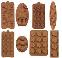 Aikoi Silicone Mould to DIY Making Candy, Chocolate, Mousse - Robot, Easter Eggs, Owls, Dinosaur(Set of 4) N3