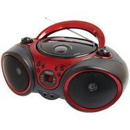 Foldable Carrying Handle, Portable Stereo CD Player with AM/FM Stereo, Red/Black N2