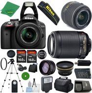 Nikon D3300 International Version - No Warranty, 18-55mm f/3.5-5.6 DX VR, Nikon 55-200mm f4-5.6G VR Nikkor, 2pcs...