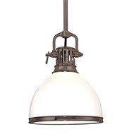 Hudson Valley Lighting Randolph 1-Light Pendant - Historic Bronze Finish with Opal Glossy Glass Shade by Hudson...