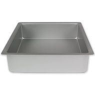PME Square 12" x 12" x 3" Seamless Professional Aluminum Baking Pan, Silver