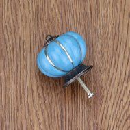 Hilitchi 8Pcs Vintage Pumpkin Style Ceramic Cabinet Drawer Door Pull Knobs Handle (Blue) N3
