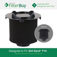 Dirt Devil F16 (F-16) Washable HEPA &amp; Foam Replacement Filter, Part # 1-JW1100-000, 2-JW1000-000. Designed by...