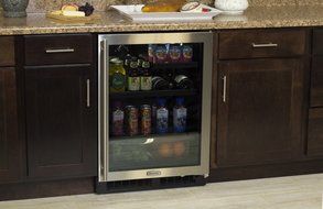 AGA Marvel ML24BRG2RS Beverage Refrigerator with Crisper, Right Hinge Stainless Steel Frame Glass Door, 24-Inch N2