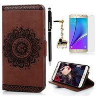 Note 5 Case,Samsung Galaxy Note 5 Case - Wallet Slim Fit Folio Stand 3D Basso-relievo PU Leather Flip Case with... N20