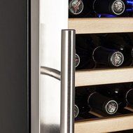 Koldfront 32 Bottle Free Standing Dual Zone Wine Cooler - Black and Stainless Steel