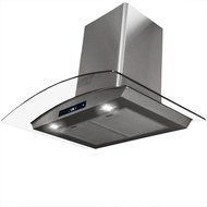 toyofmine 30" Kitchen Wall Mount Stainless Steel Glass Range Hood Stove Vents Touch Panel + 1x Filter N2
