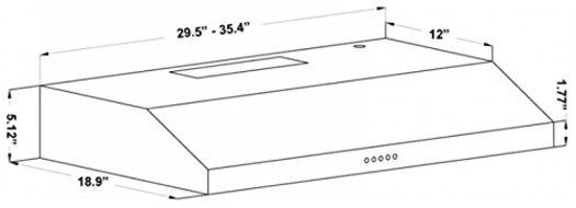 30 Inch Under Cabinet Range Hood Stainless Steel Baffle Filter 280 CFM PLJW 180