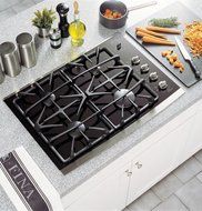 Profile 30" Gas Cooktop with 4 Sealed Burners PowerBoil 15 000 BTU Burner Ceramic Glass Cooktop Control Lock Capability...