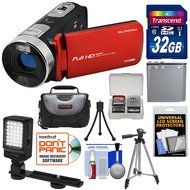 Bell &amp; Howell Fun Flix DV50HD 1080p HD Video Camera Camcorder (Red) with 32GB Card + Battery + Case + Tripods...