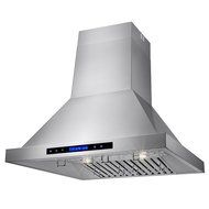 AKDY&reg; 30" Stainless Steel Island Mount Range Hood Touch Screen Display Baffle Filter Ductless Vent N8