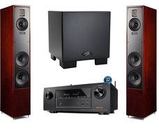 Martin Logan Motion 40 Cherry Floorstanding Speakers with Dynamo 700W Subwoofer and Denon AVR-X2200W A/V Receiver