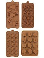 Aikoi Silicone Mould to DIY Making Candy, Chocolate, Mousse - Robot, Easter Eggs, Owls, Dinosaur(Set of 4) N8