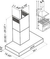 CAVALIERE 36" Wall Mounted Stainless Steel Kitchen Range Hood 860 CFM AP238-PSZ-36