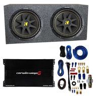 Kicker 10C124 1000 Watt 12" Subwoofers, Pair + Box Enclosure + Amp + Wiring N2