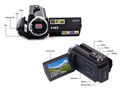 SEREE FHD 1080P Camcorders WIFI Connection 60FPS Dual SD Slot Night Vision External Battery 20MP 16X Digital Zoom... N8