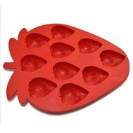 NEW Strawberry Ice Cube Pan Tray Jello Pudding Mould Hard Silicone Mold Makes 10 by DarrellsWorld