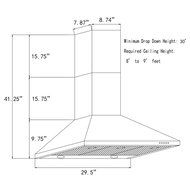 FIREBIRD 30" Wall Mount Black Stainless Steel Push Button Touch Control Kitchen Vent Cooking Fan Range Hood w/...