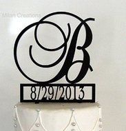 Personalized Custom Mr &amp; Mrs Wedding Cake Topper with Your Last Name and Date N3