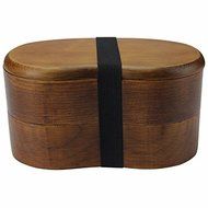 Portable Double Layer Wooden Lunch Box Sushi Bento Box Wood Food Container N5