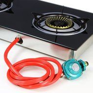 XtremepowerUS Deluxe Propane Gas Range Stove 2 Burner Tempered Glass Cooktop Auto Ignition N2