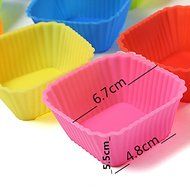 12pcs Silicone Square Cake Muffin Chocolate Baking Cup Mold N2