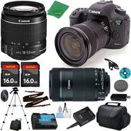 Canon EOS 7D Mark II Camera with 18-55mm IS STM Lens + 55-250mm STM + 2pcs 16GB Memory Card + Camera Case + Card...
