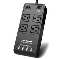 Vinpie Portable International 4-Outlet Surge Protector Travel Charger with 4-USB Charger Ports, Power Strip Charging...