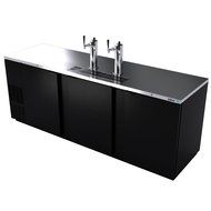 Direct Draw Beer Cooler, 95‐1/2", three‐section, (3) solid doors, (2) stainless steel draft towers with dual taps...