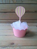 Pastel Hot Air Balloon Cupcake Toppers - up up &amp; away party - party supplies - cake decorations N3