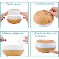 YTE 300ml Aroma Essential Oil Wood Grain Ultrasonic Cool Mist Humidifier N8