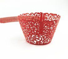 Yansanido 12 set pink Filigree Artistic Bake Little Vine Lace Laser Cut Cupcake Wrapper Cup Muffin Case Trays... N15