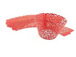 Yansanido 12 set pink Filigree Artistic Bake Little Vine Lace Laser Cut Cupcake Wrapper Cup Muffin Case Trays... N16