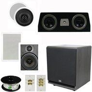 Theater Solutions 5.1 Home Theater 4 Speaker Set with Center, 12" Powered Sub and More TS5C6WC51SET7