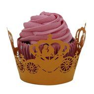 DZT1968 50pc Christmas Lace Laser Cut Cupcake Wrapper Liner Baking Cup Muffin (White)