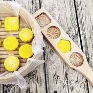 Astra shop Mini Wooden Chinese Mid-autumn Festival Mooncake Mold Making 4 Traditional Flower Shape Moon Cakes