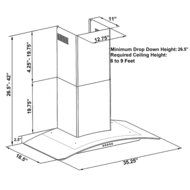 Gracelove 36" Stainless Steel Push Buttons LED Light Lamp Wall Mount Range Hood N2