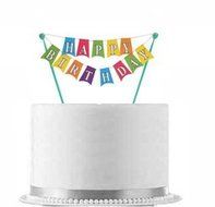 Happy Birthday Banner Adornment Cupcake/Cake Decorating Banner,1 Count