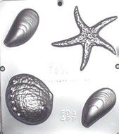 Ocean Assortment Sea Shell Starfish Mussels Chocolate Candy Mold 1269