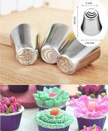 Thiroom 17PCS/Set Russian Flower Socket Tool Cake Pastry Cream Decoration Flower Decor Tips Stainless Steel Tool...